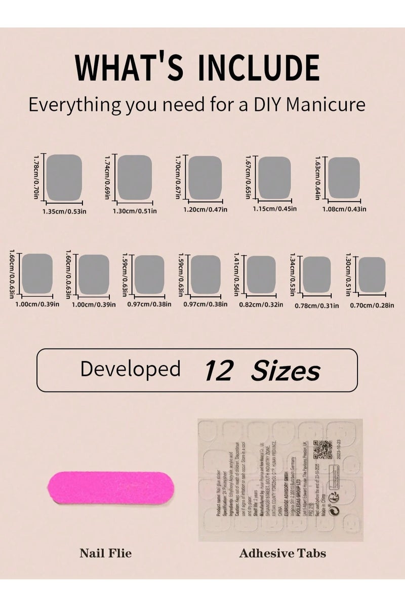 اظافر تركيب مزيفه مجموعه من 48 قطعه تحتوي على 24  اظافر يد و24 اظافر  قدم بتصميم فرنسي كلاسيكي مع صمغ ومبرد يناسب الاستعمال اليومي والمناسبات - Image 3