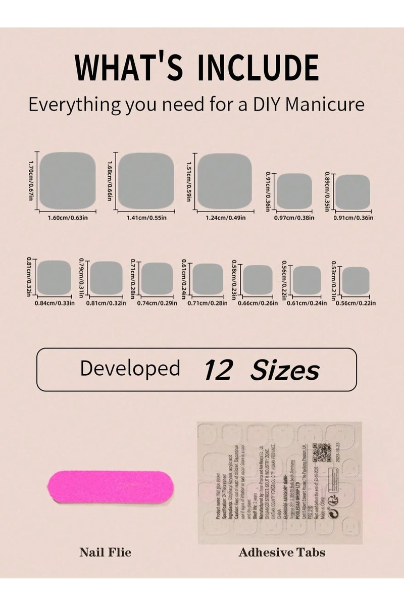 اظافر تركيب مزيفه مجموعه من 48 قطعه تحتوي على 24  اظافر يد و24 اظافر  قدم بتصميم فرنسي كلاسيكي مع صمغ ومبرد يناسب الاستعمال اليومي والمناسبات - Image 4