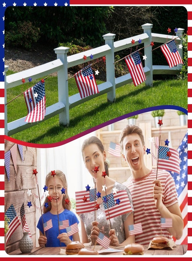 Maysing 20 Pcs 4th of July Patriotic Picks 15.7 Inch Memorial Day Stars Strem Decoration 250th Anniversary Patriotic Picks White Blue Red Glitter Star Stems for Memorial Independence Day Vase Filler Decor - Image 5