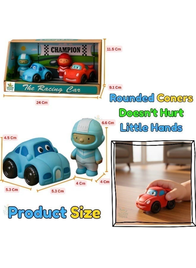 Scion Toys 2-Pack Push and Go Toy Cars for Toddlers, Soft Rubber Car Toys with 2 Character Figures, Vehicle Toys for Boys & Girls Ages 1-3, Bath & Beach Toys, Birthday Gift - Image 2