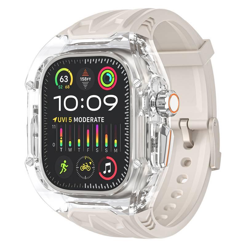 سوار ساعة ذكية مجموعة غطاء مع سوار متوافق مع Apple Watch بملاءمة قابلة للتعديل وحزام بديل للاستخدام اليومي باللون شفاف قابل للتعديل - NOVA - Image 1