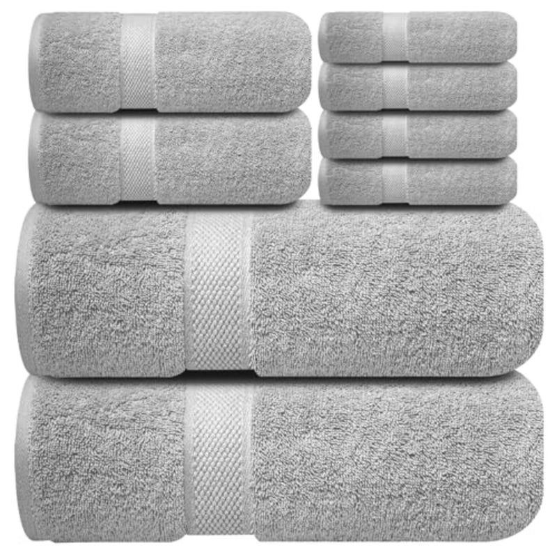 Premium Bath Towels Set - [Pack of 8] 100% Cotton Highly Absorbent 2 Bath Towels, 2 Hand Towels and 4 Washcloths - Hotel and Spa Quality Bath Towels for Bathroom - Image 2