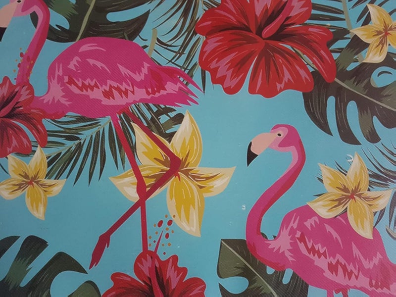 مفارش بلاستيكية مرنة سهلة التنظيف للثلاجة، تُستخدم كغطاء للطاولة أو مفارش للأدراج أو الخزائن، وواقيات للأرفف (13 × 49 سم، فلامنجو 1) - 4 قطع