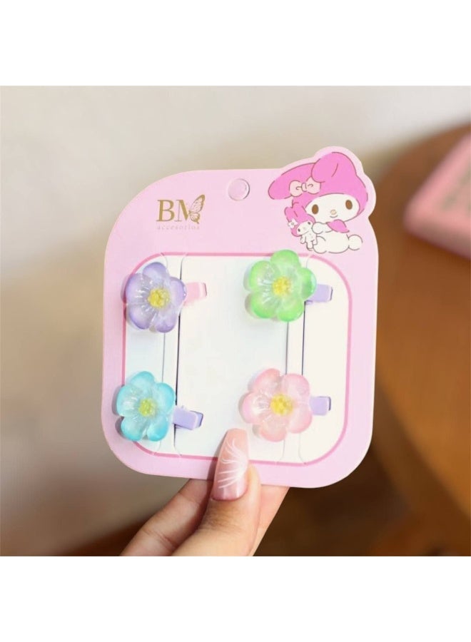 Small Flower-Shaped Hair Claw Clip – 4 Pieces on Card – Elegant Floral Design Hair Clip – Strong Yet Lightweight Hold – Suitable for All Hair Types and Daily Use - Image 1