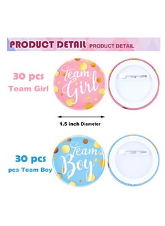 KASTWAVE Gender Reveal Pins, 60 Pcs Team Girl and The Boy Button Pin, Baby Shower Pink Blue Pins for Baby Shower Party Favors Baby Shower Party Favors Gender Reveal Party Supplies (1.5 Inches)  - Image 2