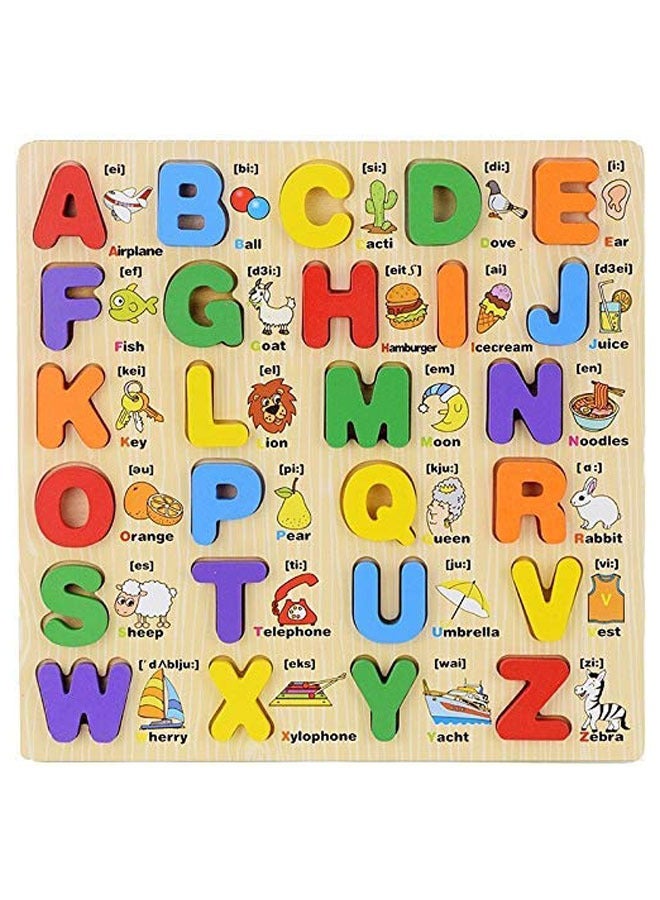 Toys Wooden English Alphabet Learning Toys Kids Boys Girls Montessori Education Alphabet Wooden Games Vowel Puzzle Board Building Blocks for 2 3 4 year olds - Image 1