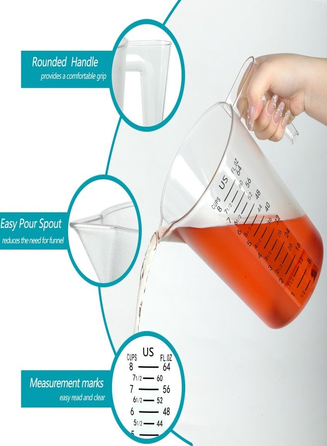 DOTINGHUX® 8 Cup/2-Quart Large Measuring Cups, Clear, Strong Food Grade Liquid Measure Pitcher, for Home Hobbies/Professional Kitchen - Image 5