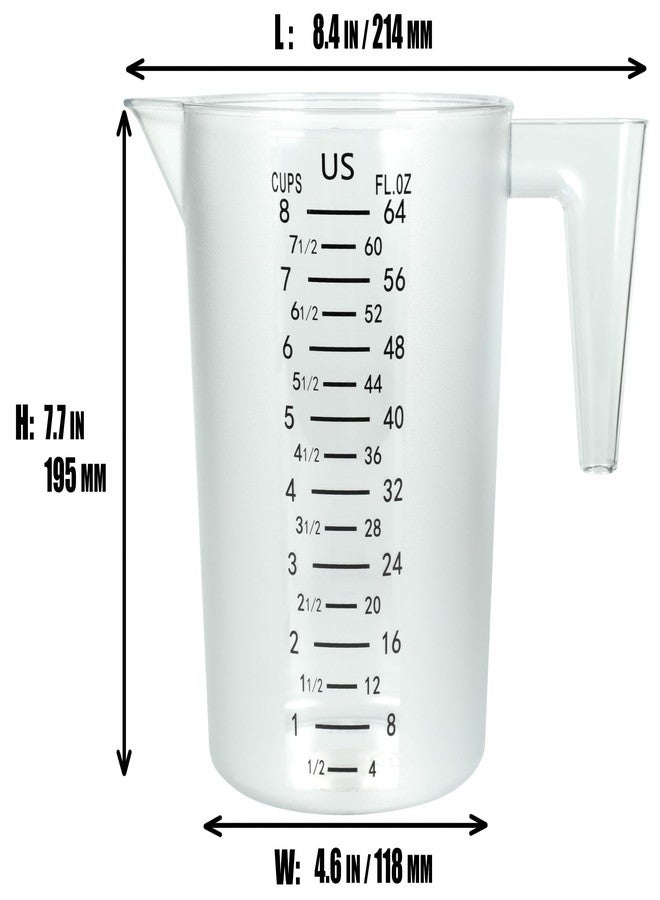DOTINGHUX® 8 Cup/2-Quart Large Measuring Cups, Clear, Strong Food Grade Liquid Measure Pitcher, for Home Hobbies/Professional Kitchen - Image 3
