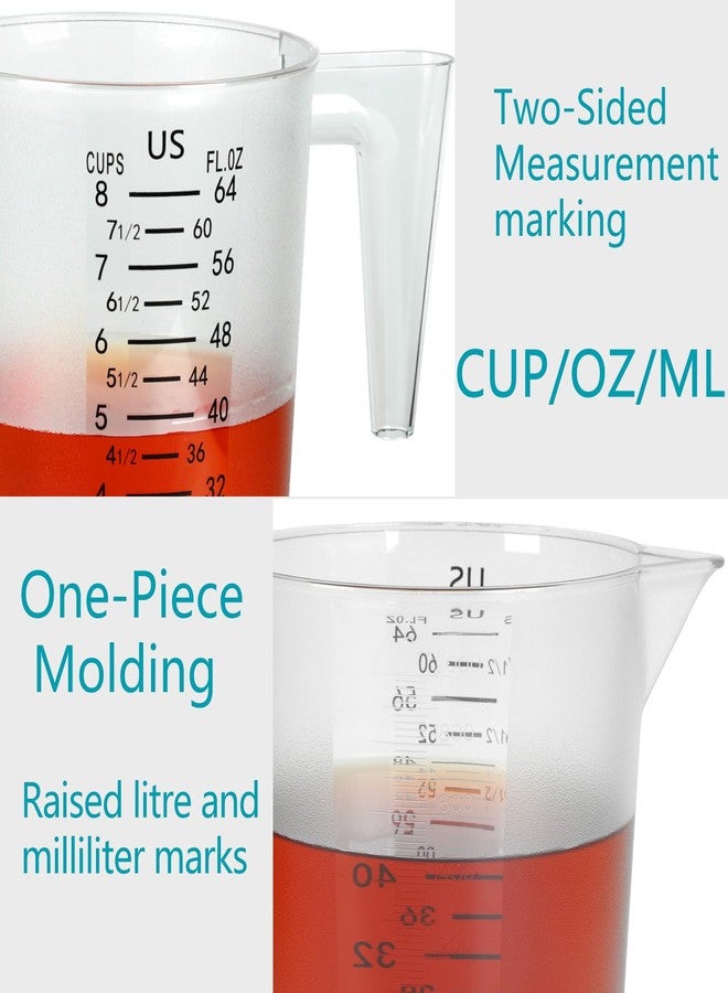 DOTINGHUX® 8 Cup/2-Quart Large Measuring Cups, Clear, Strong Food Grade Liquid Measure Pitcher, for Home Hobbies/Professional Kitchen - Image 4