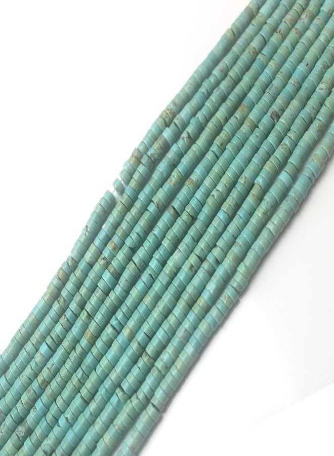LIFAVOVY 160pcs 3x2mm Natural Turquoise Heishi Disc Rondelle Spacer Stone Semi Precious Gemstone Loose Beads for Jewelry Making 15" A - Image 2