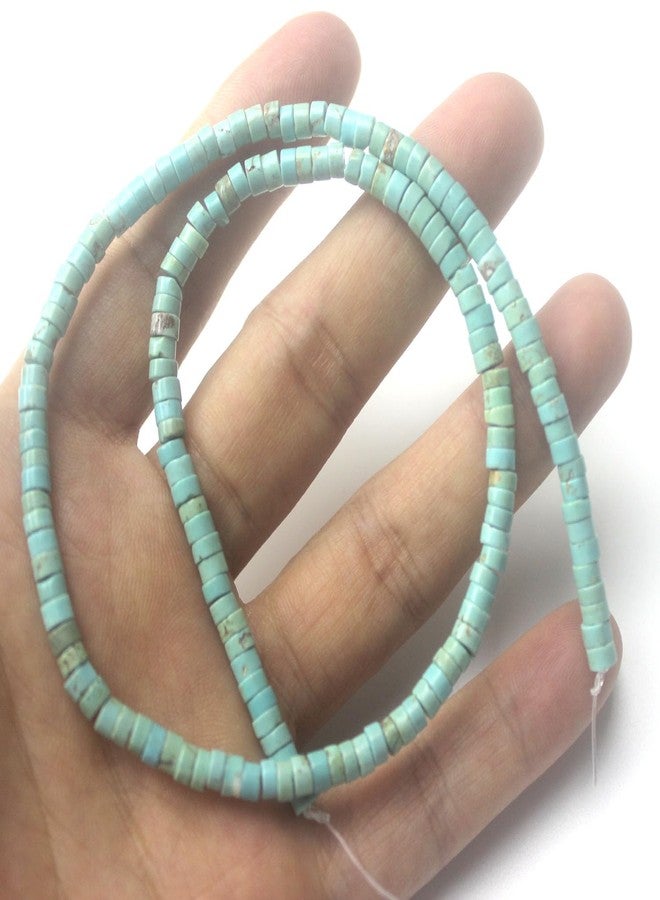 LIFAVOVY 160pcs 3x2mm Natural Turquoise Heishi Disc Rondelle Spacer Stone Semi Precious Gemstone Loose Beads for Jewelry Making 15" A - Image 5