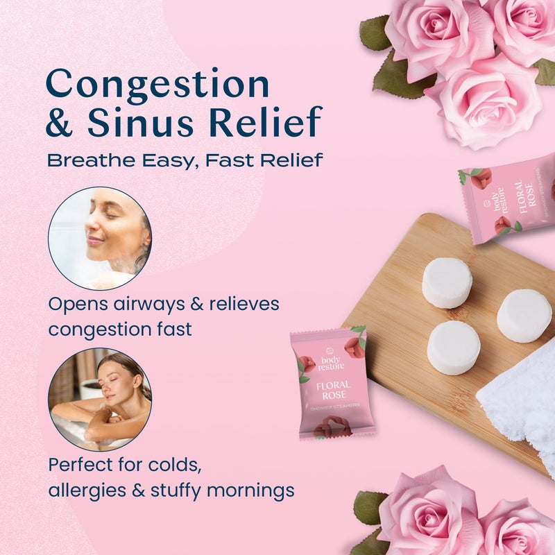 Body Restore Shower Steamers Aromatherapy 15 Pack - Birthday Gifts For Women  Men  Travel Essentials  Stress Relief  Relaxation  Self Care - Rose - Image 4