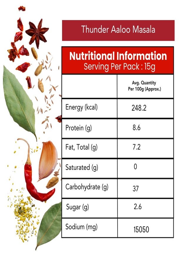 Thunder Aaloo Masala 15g Sachet, Complete Recipe Spice Mix For Achari Aloo/Dry Potato Sabzi, No Onion No Garlic, Balanced Spices, Pack of 12 - Image 4