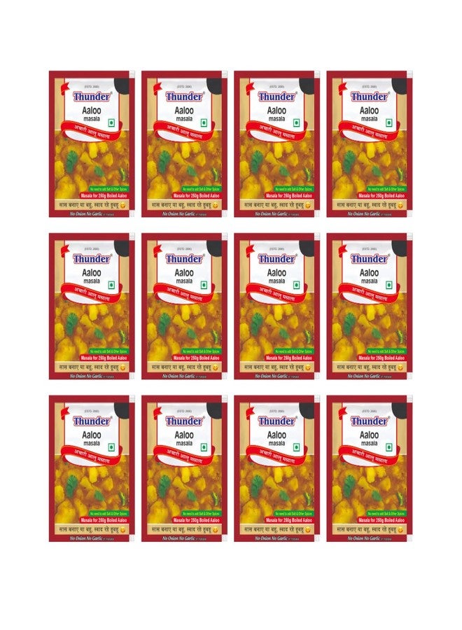 Thunder Aaloo Masala 15g Sachet, Complete Recipe Spice Mix For Achari Aloo/Dry Potato Sabzi, No Onion No Garlic, Balanced Spices, Pack of 12 - Image 1