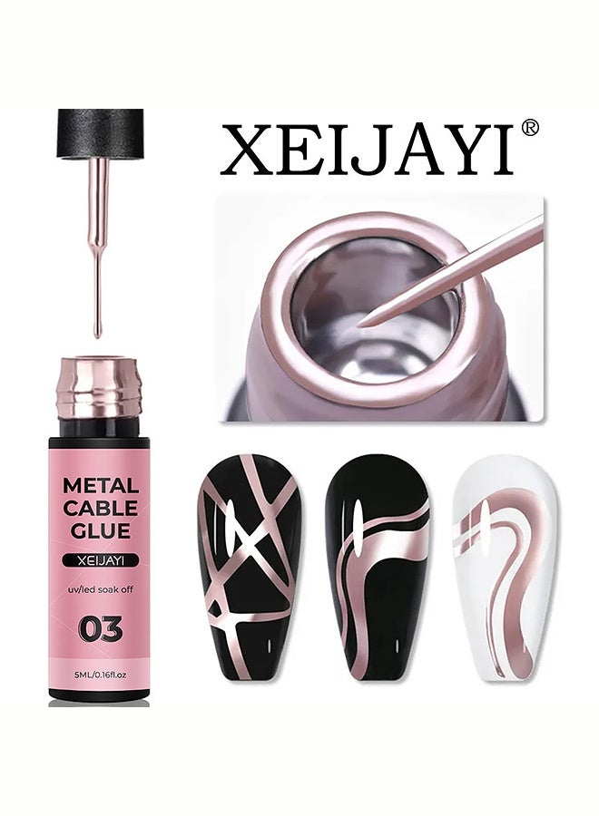 XEIJAYI Metal Cable Glue UV/LED Soak Off Nail Art Adhesive for Securing Metal Decorations, Chains and Charms 5ml #03 - Image 1