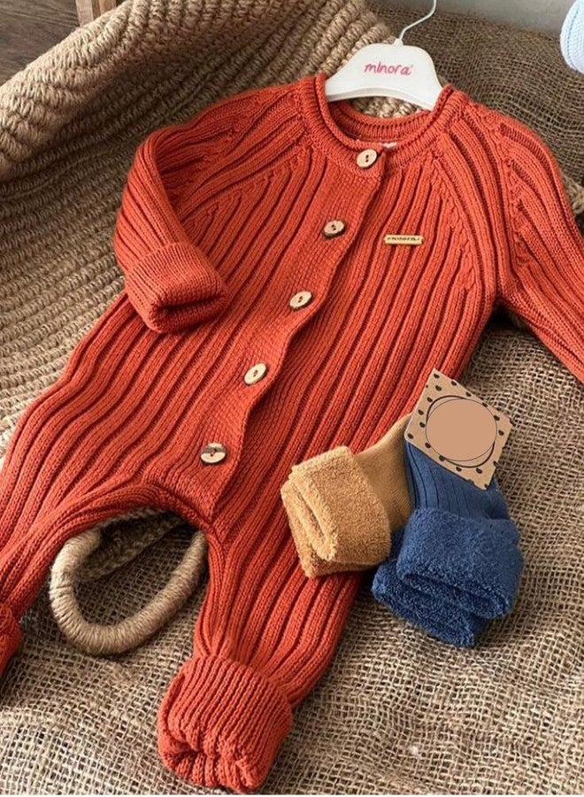 Minora Baby Romper Onesies Long Sleeve Clothing, Baby Essentials Knitted Overalls Outfits for Girl&Boy Clothes, Knitwear Unisex Jumpsuit, Para Niño, Toddler Bodysuit for Infant, Soil,9-12 Months - Image 3