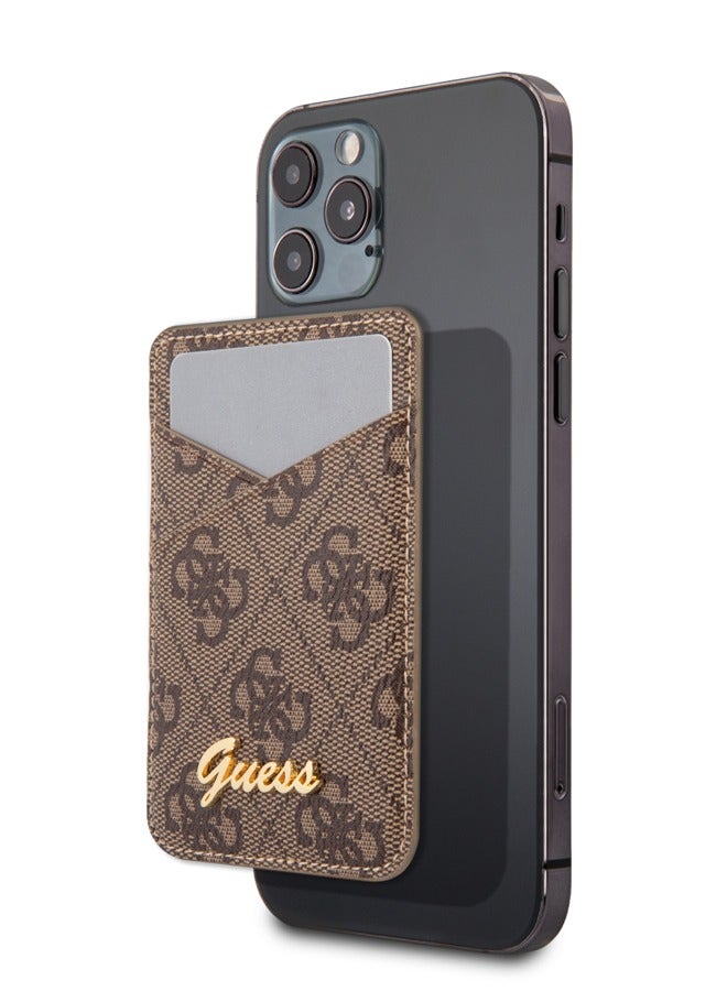 GUESS 4G Triangle Wallet Cardslot with Magsafe - Brown - Image 1