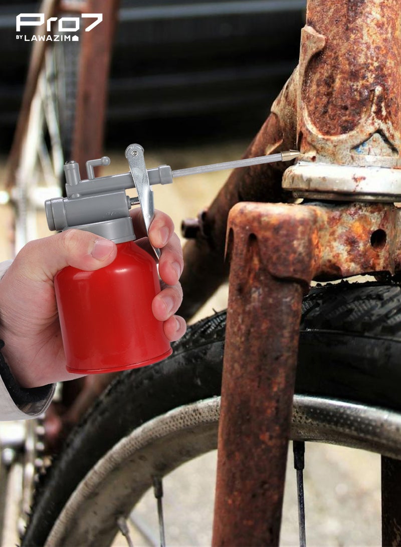 Pro7 Oil Bottle - Red - Pump Oiler Can with Straight Metal Spout, Thumb‑Pump Trigger, and Controlled Oil Flow -Ideal for Machinery Lubrication, Automotive Repair, Industrial, and Workshop Use - Image 5