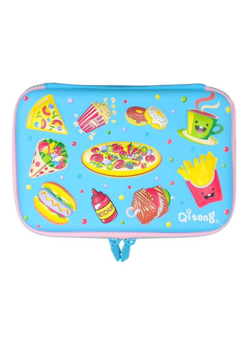 Yummy-Meal Wide Baby Blue HardCover Pencil Case - Image 1
