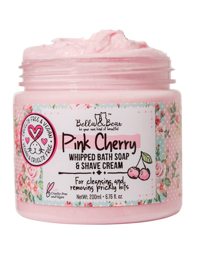 Bella and Bear Bella & Bear Pink Cherry Bath Soap & Shave Cream, Paraben Free, No Harmful Chemicals, Cruelty Free, Vegan, 6.7oz  - Image 1