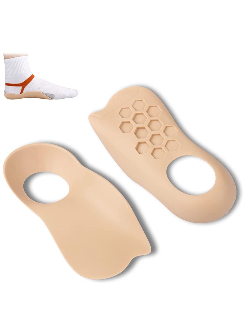 SYOSI Plantar Fasciitis Support Insoles for Women 3/4 Length Washable TPR Material Skin Colour Arch Support Insoles for Men O/X Type Leg Orthotic Insoles Flat Feet 1 Pair Marked as Left and Right M 35-40 - Image 1
