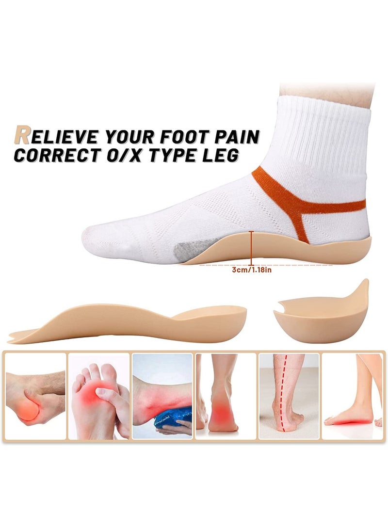 SYOSI Plantar Fasciitis Support Insoles for Women 3/4 Length Washable TPR Material Skin Colour Arch Support Insoles for Men O/X Type Leg Orthotic Insoles Flat Feet 1 Pair Marked as Left and Right M 35-40 - Image 2