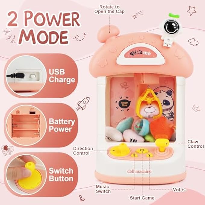 MACHINE FOR KIDS, ELECTRONIC PINK COOL FUN THINGS SMALL TOYS, MINI CLAW MACHINE VENDING MACHINES CANDY GRABBER, SUITABLE FOR BIRTHDAY GIFTS FOR KIDS - Image 4