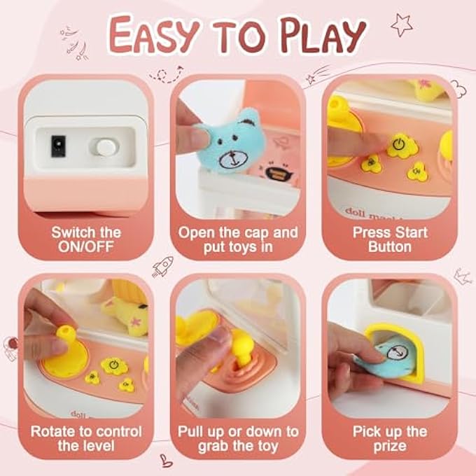 MACHINE FOR KIDS, ELECTRONIC PINK COOL FUN THINGS SMALL TOYS, MINI CLAW MACHINE VENDING MACHINES CANDY GRABBER, SUITABLE FOR BIRTHDAY GIFTS FOR KIDS - Image 5