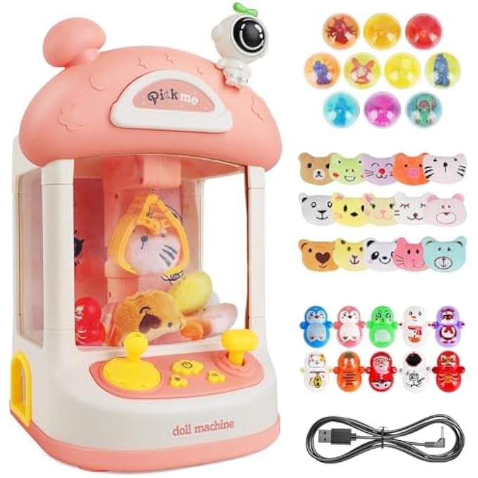 MACHINE FOR KIDS, ELECTRONIC PINK COOL FUN THINGS SMALL TOYS, MINI CLAW MACHINE VENDING MACHINES CANDY GRABBER, SUITABLE FOR BIRTHDAY GIFTS FOR KIDS - Image 1