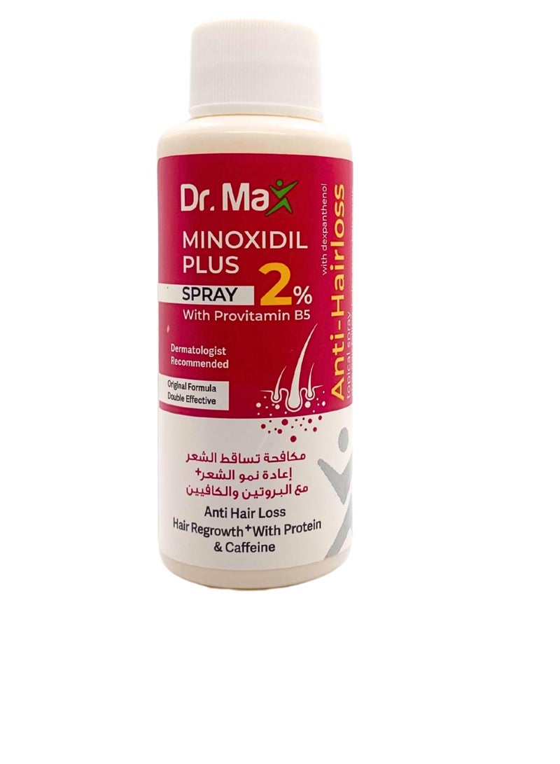 Dr. Max Minoxidil Plus 2% Spray With Provitamin B5 (Dexpanthenol) Anti Hair Loss, Hair Regrowth With Protein & Caffeine - Image 2