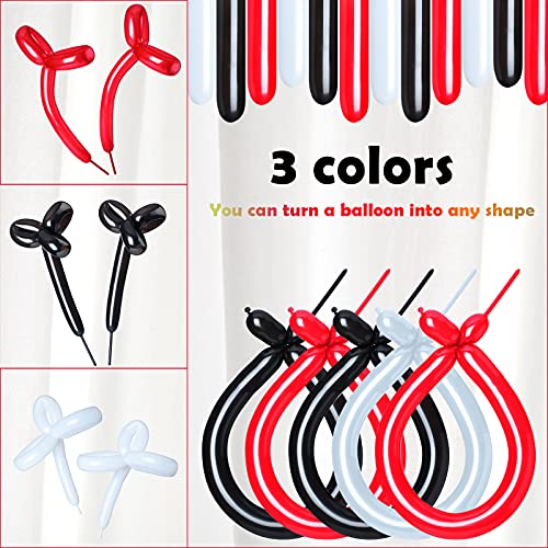 Skylety 100 Pieces Long Twisting Balloons Latex Modelling Balloons for Art Animal Shape Party Weddings Birthdays Clowns Decorations Party SuppliesBlack Red White - Image 5