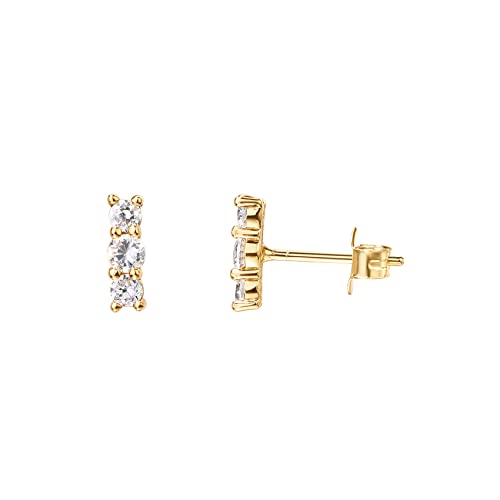 PAVOI 14K Gold Plated 925 Sterling Silver Post Sparkling Elegance Cubic Zirconia Bar Earrings | Yellow Gold Earrings for Women - Image 1