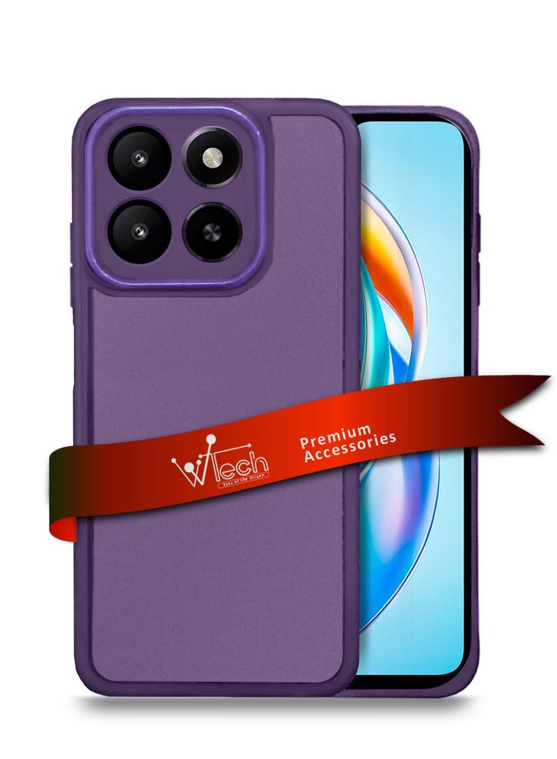 Wtech Honor X5b 4G 2024 Soft Transparent TPU Silicone Ultra Thin Phone Stylish Electroplated Camera Border Back Case Cover - Eggplant Purple - Image 1
