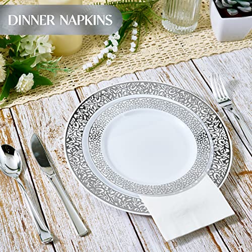 Vplus 600 Pack Paper Napkins Guest Towels Disposable Premium Quality 3ply Dinner Napkins Disposable Soft Absorbent for Kitchen Wedding Parties Dinners or EventsWhite - Image 5