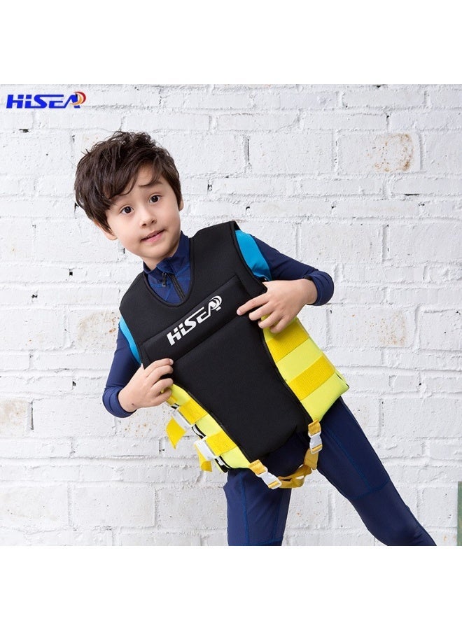 Hisea Children's Professional High Buoyancy Life Jackets In Black And Orange - Image 1