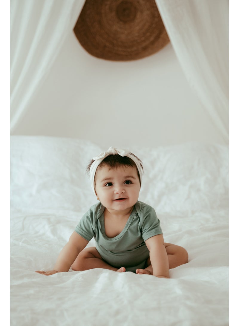 Anvi Baby Organic Bamboo Spandex Bodysuit- Soft Sage	Preemie up to 3kgs  - Image 5