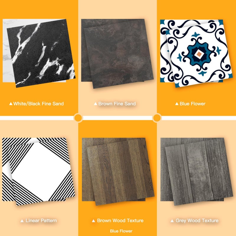 WOWSTAR 30-Pack Peel and Stick Floor Tiles, 12 x 12in Vinyl Flooring Tiles, Self-Adhesive Waterproof Flooring Planks for Kitchen, Dining Room, Bedrooms, 30 Sq. Ft - Blue Flower Texture - Image 5