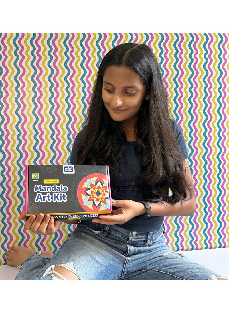 Mini Leaves Wooden Mandala Painting Kit Tea Coasters Art and Craft Kit for Girls Boys 9-12 Years Coaster DIY Kit Set of 6 - Size: 10 x 10 CM - Image 5