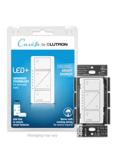 Lutron Caseta Smart Lighting Original Dimmer Switch, for Light Bulbs, Works w/ Alexa, Apple Homekit, Google Home (Hub Required), 150W Single-Pole/3-Way, No Neutral Required, PD-6WCL-WH, White