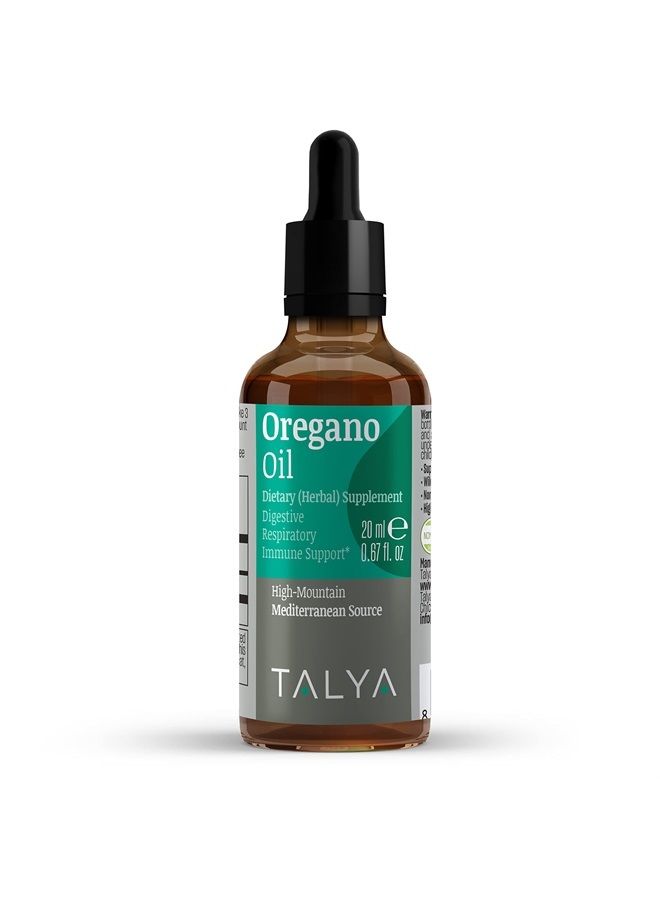 TALYA Oregano Oil Herbal Supplement 0.67 fl. oz, Premium Quality, 100% Natural, High Carvacrol, Supports Healthy System, Digestion & Respiratory Relief, Skin & Nails, Non-GMO, Vegan, Essential Oil - Image 1