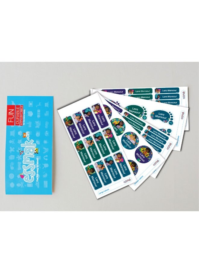 Essmak Disney Personalized Waterproof Name Labels for Kids – Set of 74 Custom Stickers for School Supplies, Lunch Boxes, Clothes and Toys  - Image 2