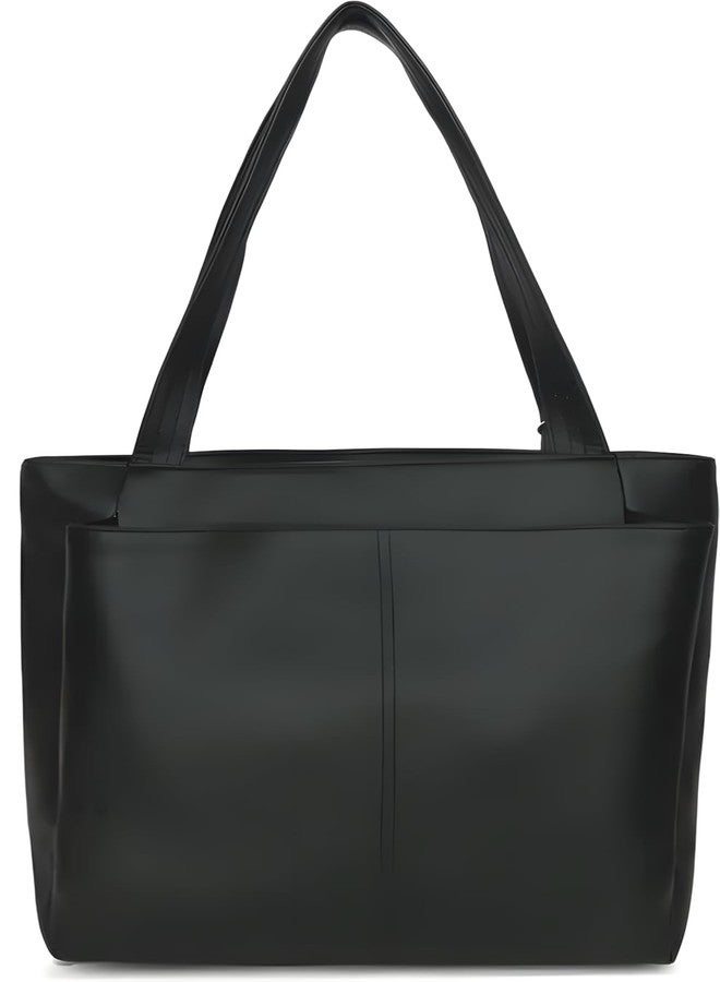 Nexeura Women's Faux Leather Shoulder Handbags Hobo Bag Big Ladies Purse Multiple Compartments Tote Bag for Office and College with Long Strap-(36x13x27cm) (BLACK) - Image 3