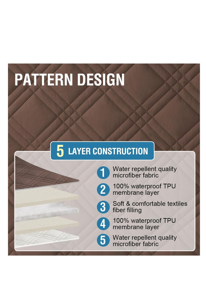 KASTWAVE Waterproof Chair Covers for Living Room Couch Cover for Pets Chair Protector Sofa Cover for Dogs Non-Slip Sofa Protector Furniture Cover for Dogs, Kids, Cats (Brown/Beige) - Image 2