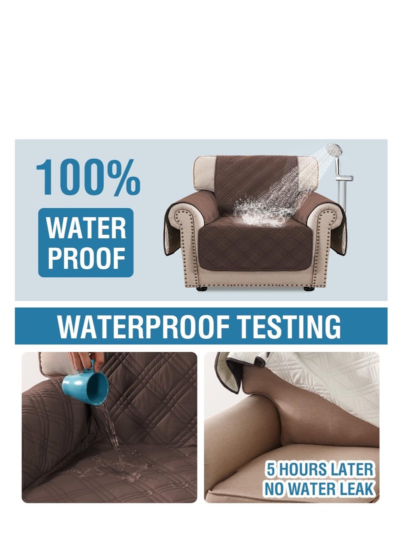 KASTWAVE Waterproof Chair Covers for Living Room Couch Cover for Pets Chair Protector Sofa Cover for Dogs Non-Slip Sofa Protector Furniture Cover for Dogs, Kids, Cats (Brown/Beige) - Image 3