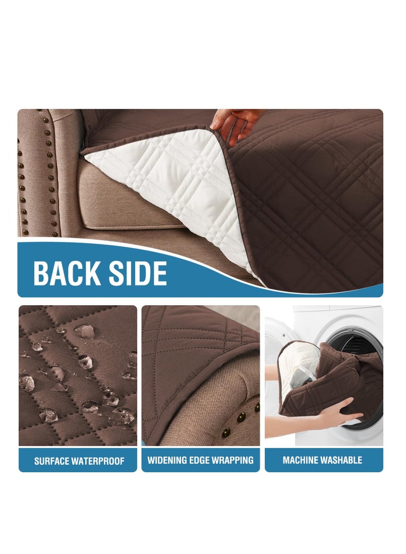 KASTWAVE Waterproof Chair Covers for Living Room Couch Cover for Pets Chair Protector Sofa Cover for Dogs Non-Slip Sofa Protector Furniture Cover for Dogs, Kids, Cats (Brown/Beige) - Image 5