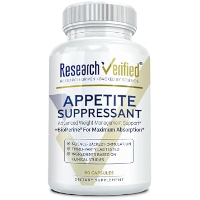research verified Research Verfied Appetite Suppressant - Curb Cravings, Reach Satiety, Boost Metabolism - 60 Capsules - Pack of 1 - Image 1