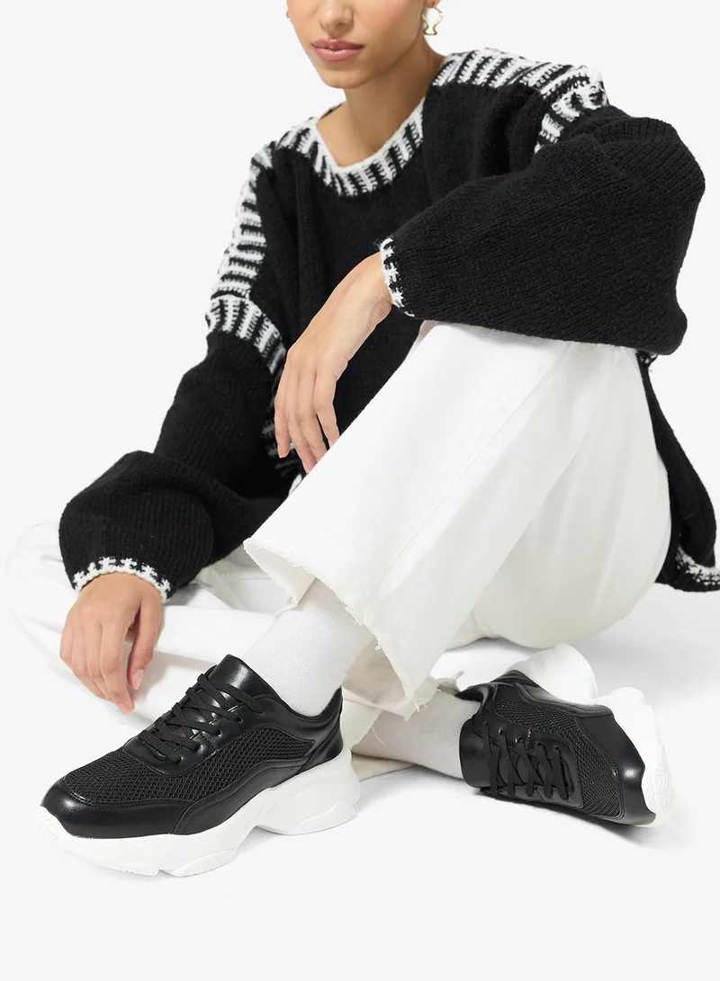 Ginger Black Chunky Comfort Sneakers for Women | Best Price UAE