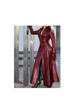 Loquat Autumn And Winter Elongated Leather Overcoat 