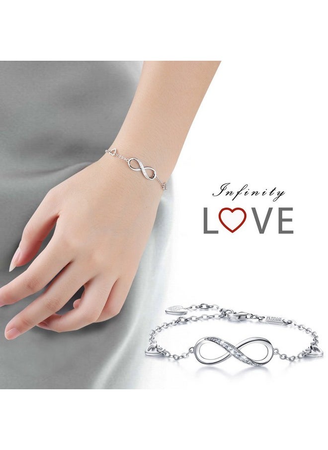 Billie Bijoux - Womens 925 Sterling Silver Infinity Endless Love Symbol Charm Adjustable Bracelet For Women - Image 1