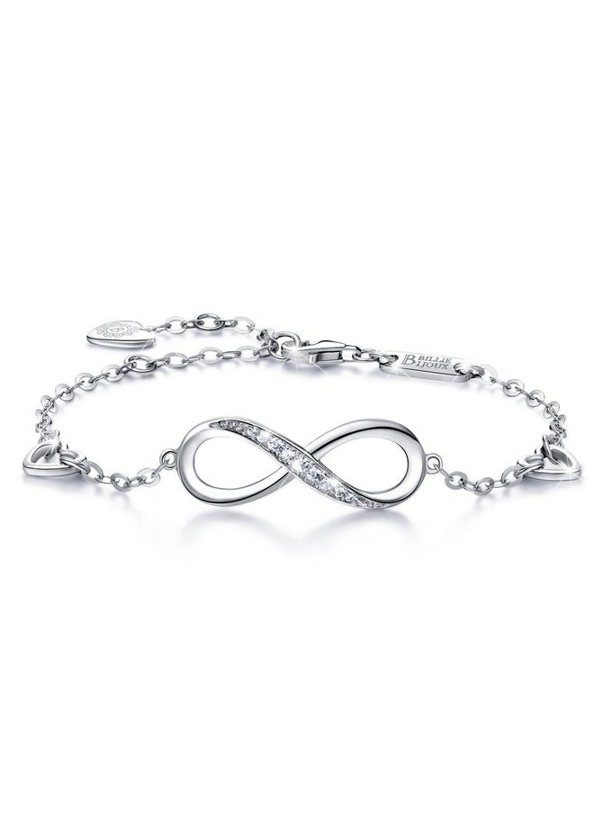 Billie Bijoux - Womens 925 Sterling Silver Infinity Endless Love Symbol Charm Adjustable Bracelet For Women - Image 1